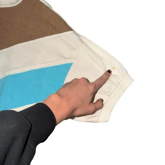 Vintage 70s Act III chevron color block blouse M/L - Picture 3 of 7